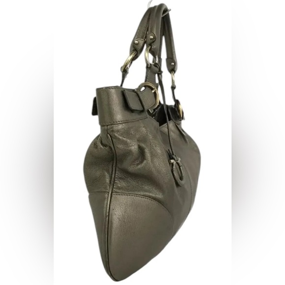 Salvatore Ferragamo Metallic Silver Leather Handbag, Authentic - Picture 4 of 10